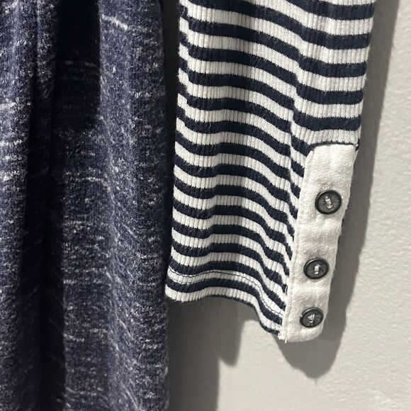 Anthropologie Dolan Dress Women’s Small Blue Mixed Stripe Wrap Left Coast - Picture 7 of 9